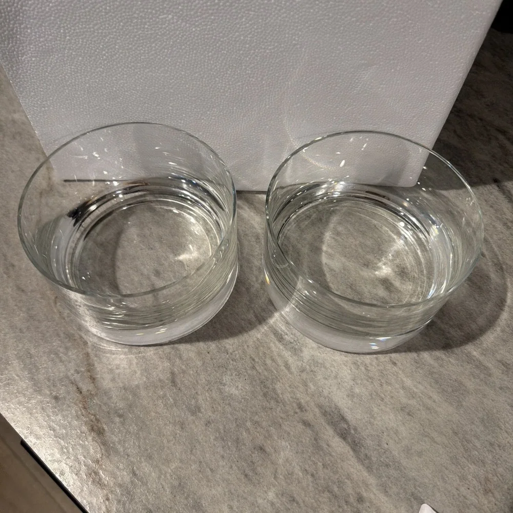 Vtg Set Of 2 Krosno‎ Poland Glass Bowls